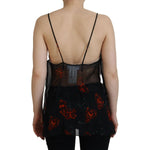 Dsquared² Black Floral Print Spaghetti Strap Tank Blouse Top TSH83373-38