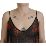 Dsquared² Black Floral Print Spaghetti Strap Tank Blouse Top TSH83373-38