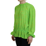 Dsquared² Green Stars Print Viscose Long Sleeves Blouse Top TSH83379-38