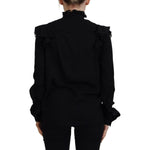 Dsquared² Black Lace Trim Turtle Neck Long Sleeves Top TSH83382-38