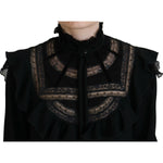 Dsquared² Black Lace Trim Turtle Neck Long Sleeves Top TSH83382-38