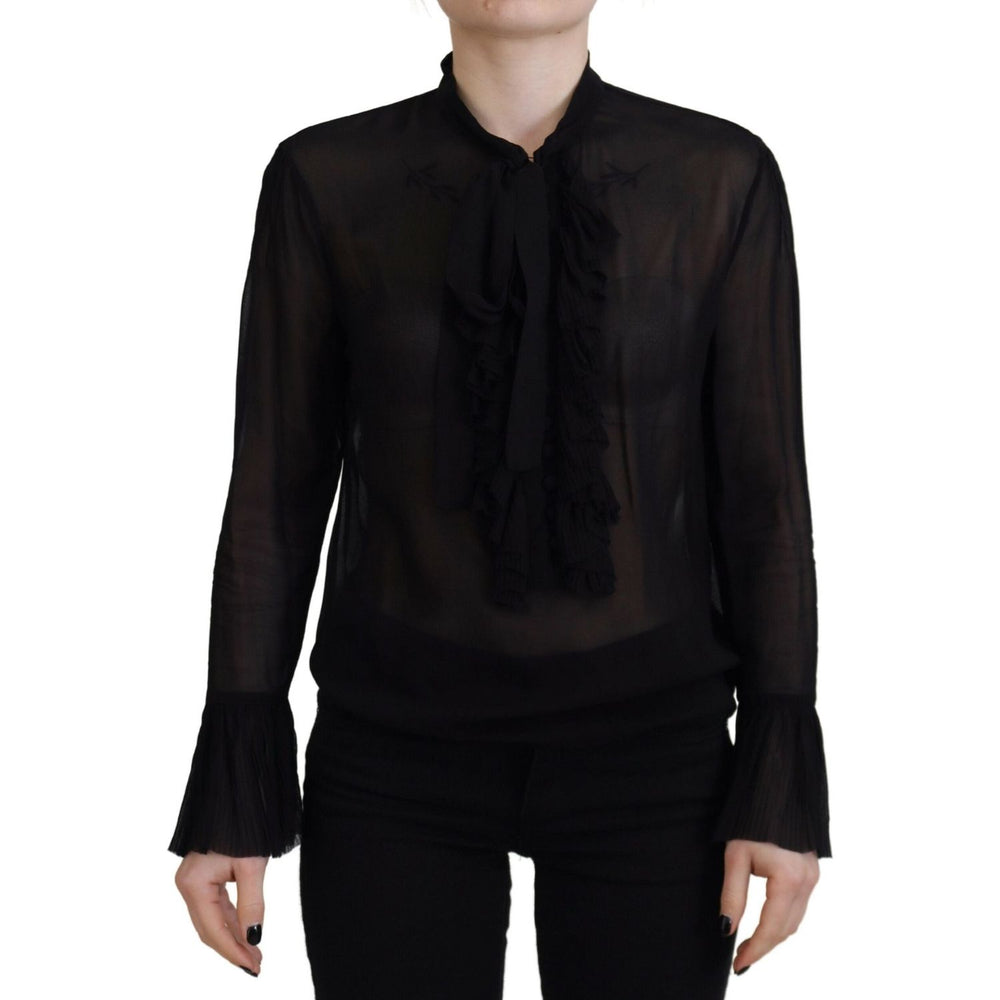 Dsquared² Black Viscose Long Sleeves See Through Blouse Top TSH83385-38