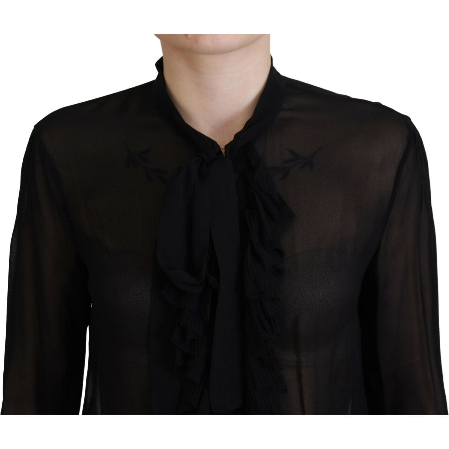Dsquared² Black Viscose Long Sleeves See Through Blouse Top TSH83385-38