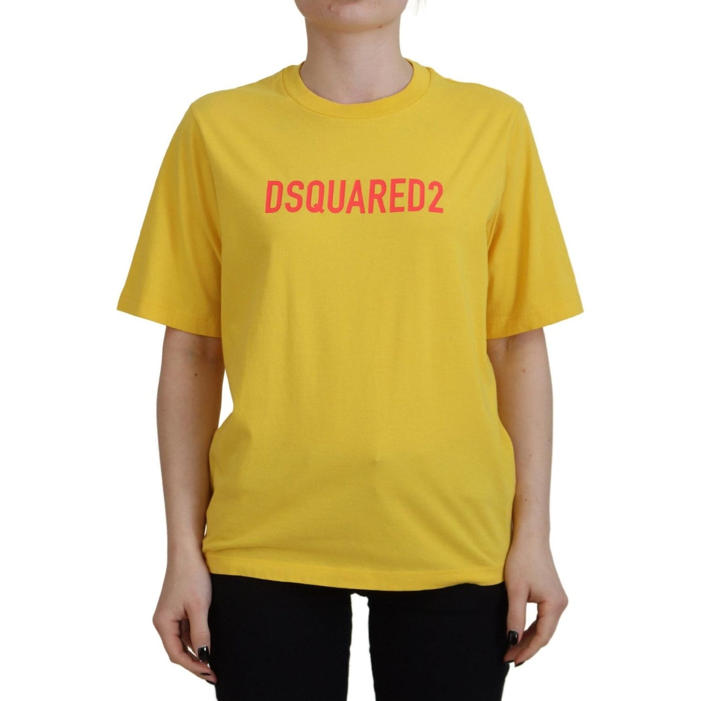 Dsquared² Yellow Logo Print Cotton Crewneck Easy Tee T-shirt TSH83386-38