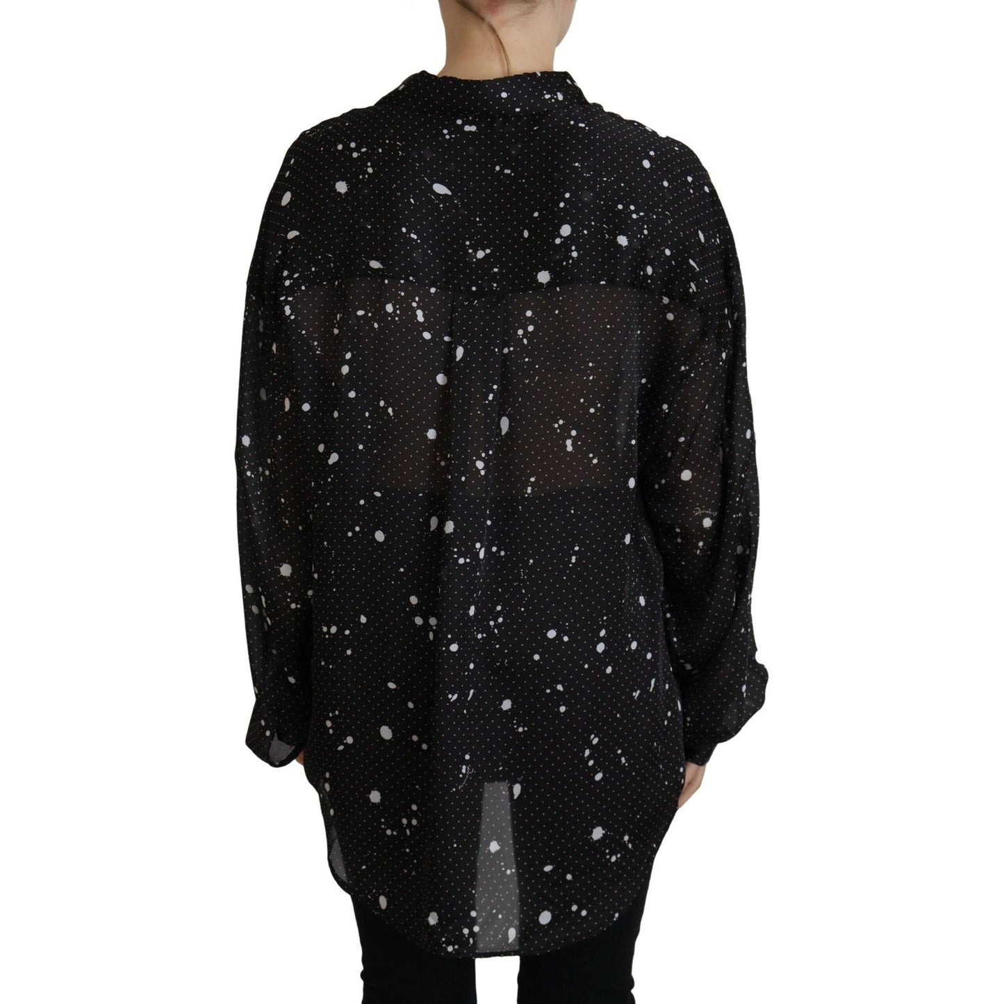 Dsquared² Black Polka Dots Collared Button Down Blouse Top TSH83395-38