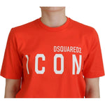 Dsquared² Orange Cotton Shiny Icon East Tee Crewneck T-shirt TSH83404-38