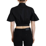 Dsquared² Black Collared Button Down Short Sleeve Cropped Top TSH83413-38