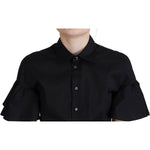 Dsquared² Black Collared Button Down Short Sleeve Cropped Top TSH83413-38