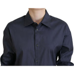 Dsquared² Navy Blue Cotton Button Down Collared Shirt Top TSH83435-38