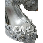 Dolce & Gabbana Silver Floral Crystal Mary Jane Pumps Shoes LA10725-36