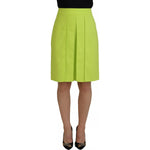 Dsquared² Green High Waist Pleated A-line Knee Length Skirt SKI1894