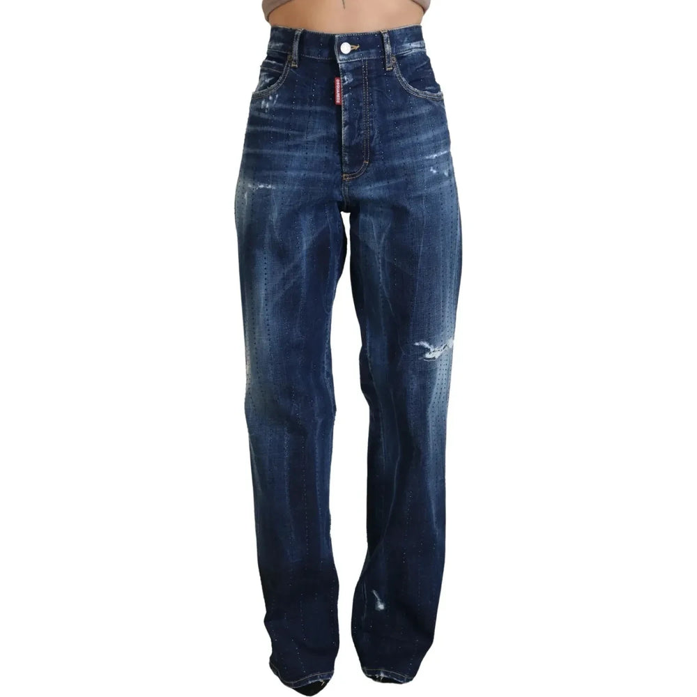 Dsquared² Blue High Waist Straight Denim Jeans San Diego PAN74500