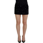 Dsquared² Black Embellished Mid Waist A-line Mini Skirt SKI1879
