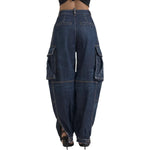 Dsquared² Blue High Waist Cotton Cargo Baggy Denim Jeans PAN74492-38