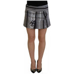Dsquared² Gray Black Stripes Mid Waist A-line Mini Skirt SKI1891-38