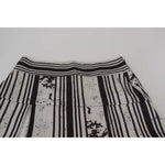 Dsquared² Gray Black Stripes Mid Waist A-line Mini Skirt SKI1891-38