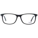 Tod's Black Men Glasses Frame, black plastic full-rim rectangle style with demo lenses, includes branded case, size 56-17-145.