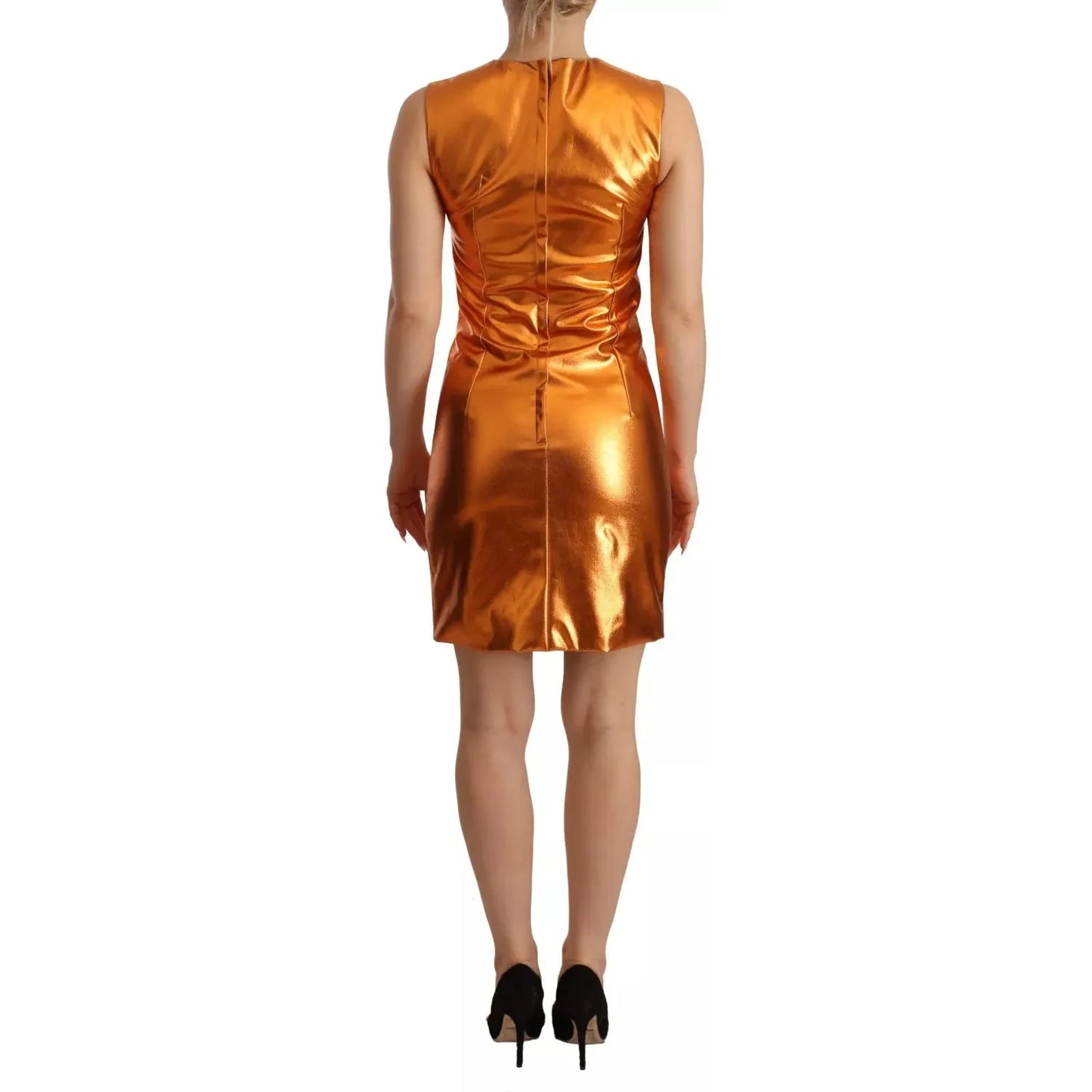 Dolce & Gabbana Metallic Orange Sleeveless Sheath Dress DR28270-40