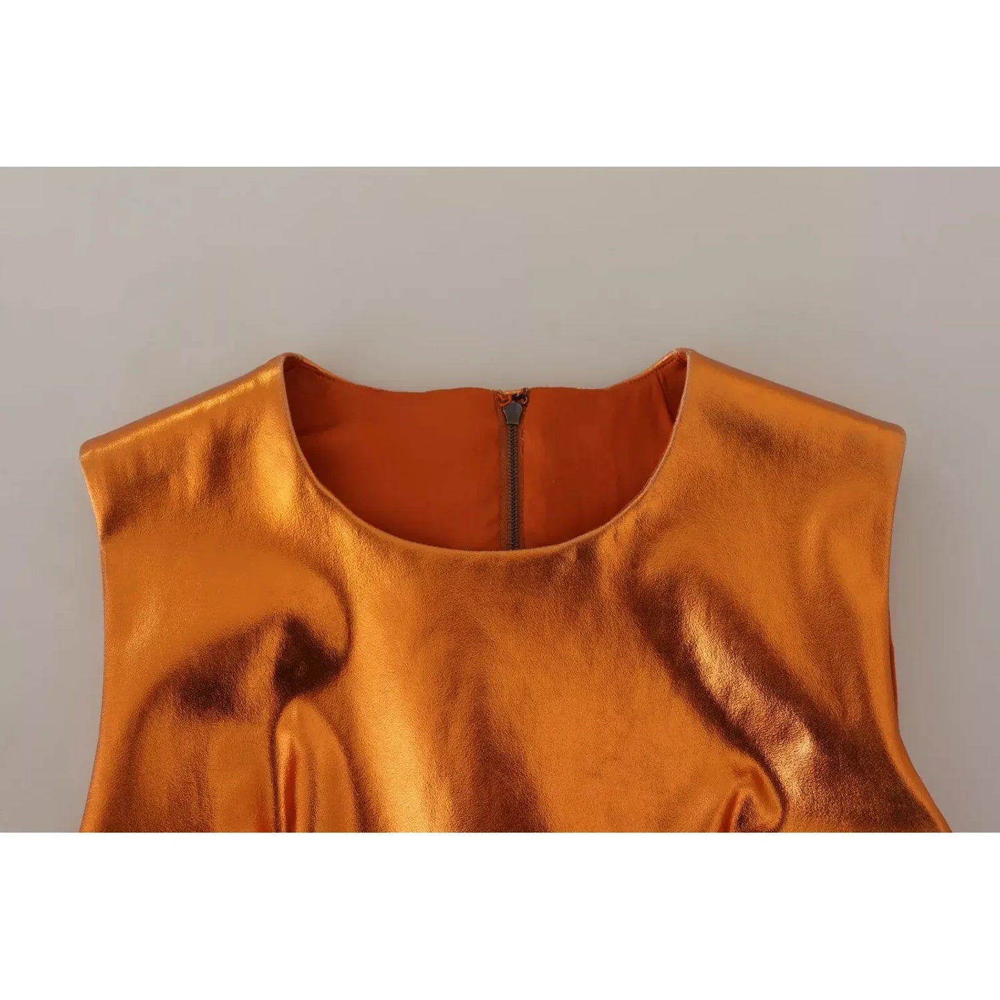 Dolce & Gabbana Metallic Orange Sleeveless Sheath Dress DR28270-40