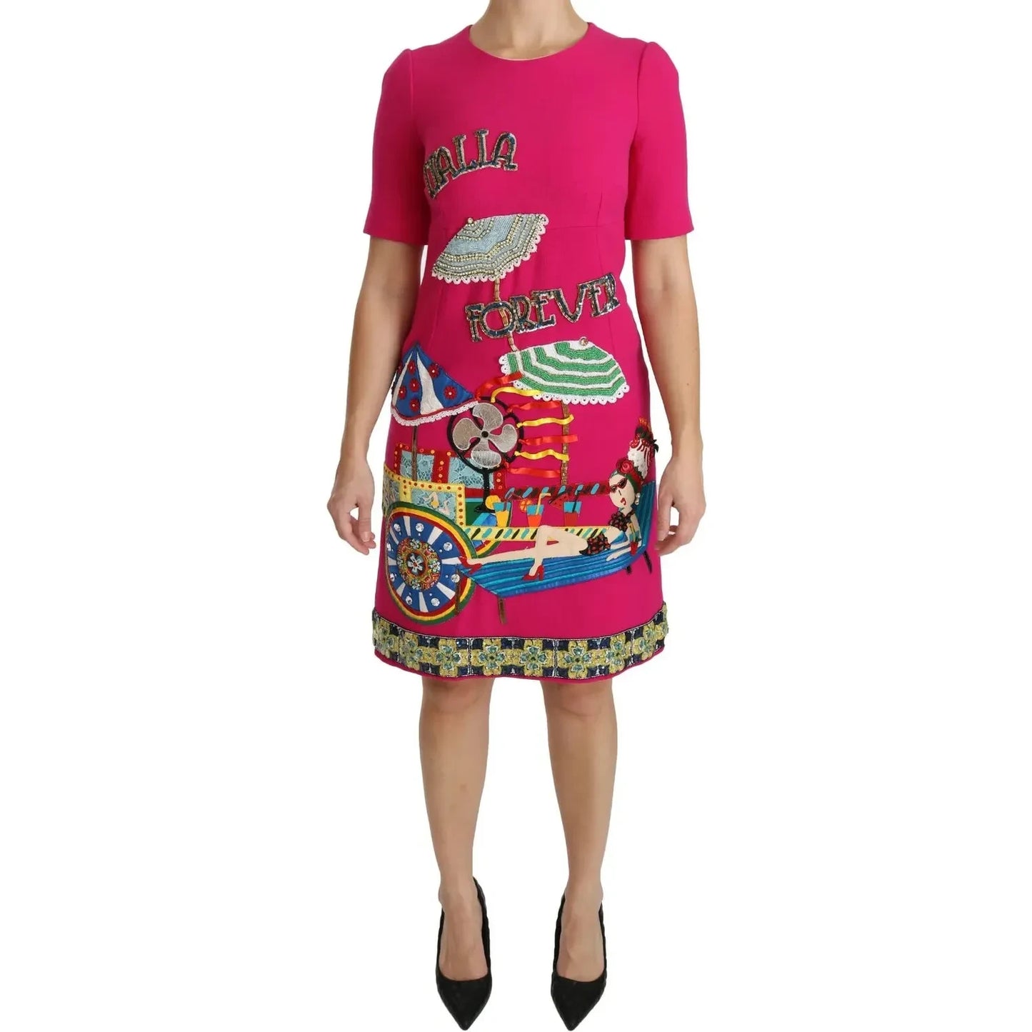 Dolce & Gabbana Pink Italia Forever Crystal Sheath Dress DR2162