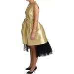 Dolce & Gabbana Polyester Gold Sleeveless A-line Tulle Dress DR2782