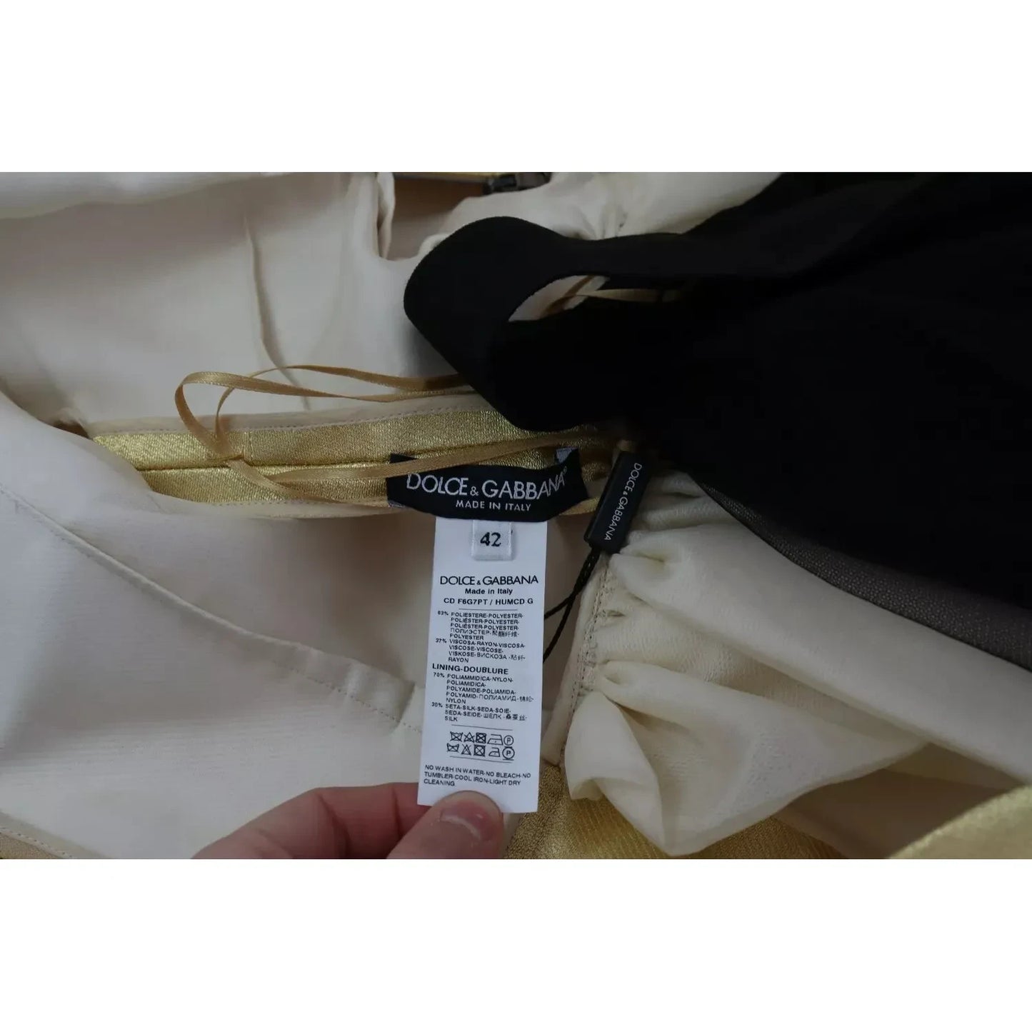 Dolce & Gabbana Polyester Gold Sleeveless A-line Tulle Dress DR2782
