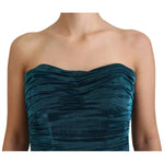 Dolce & Gabbana Silk Blend Blue Satin Fitted Strapless Dress DR28819