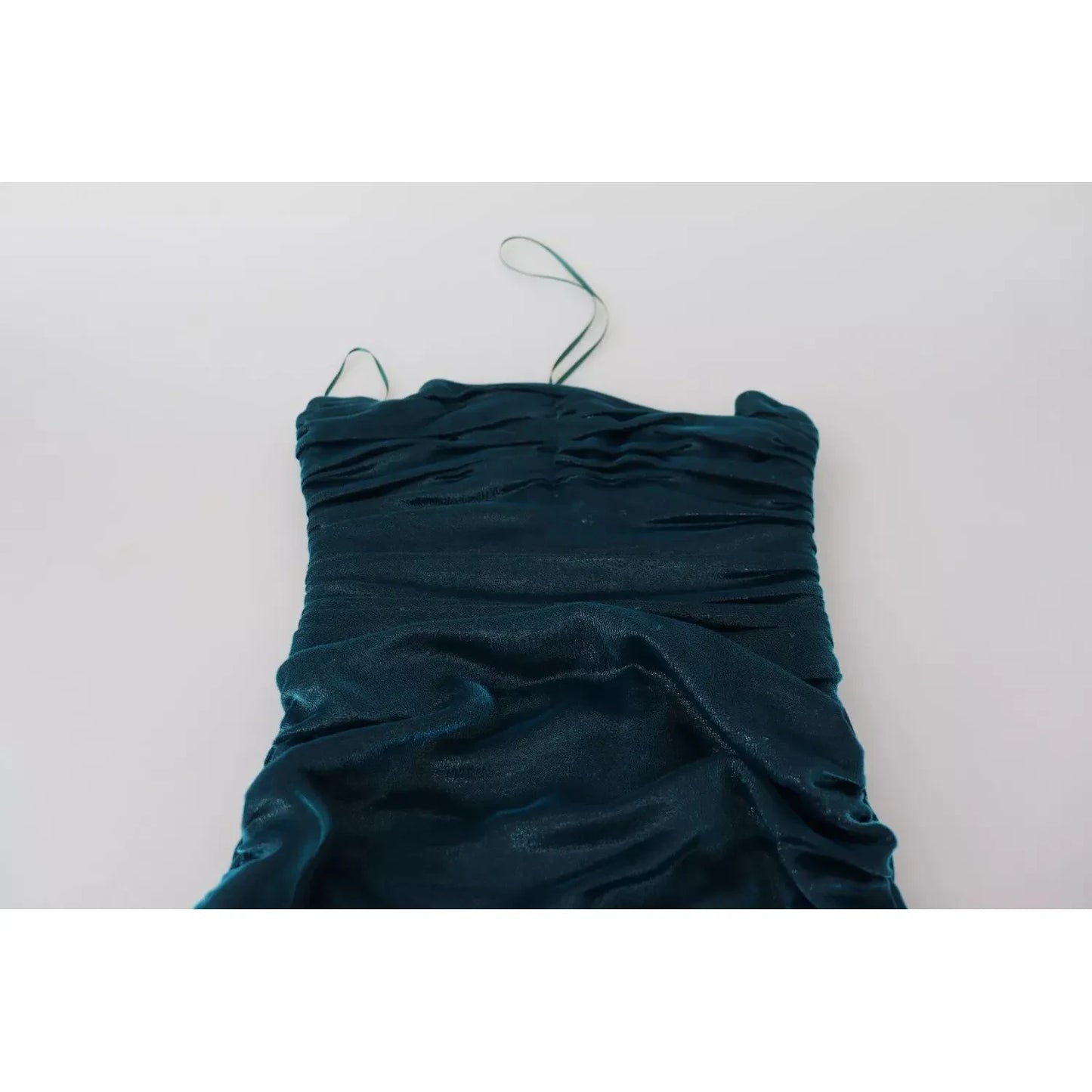 Dolce & Gabbana Silk Blend Blue Satin Fitted Strapless Dress DR28819