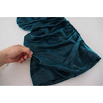 Dolce & Gabbana Silk Blend Blue Satin Fitted Strapless Dress DR28819