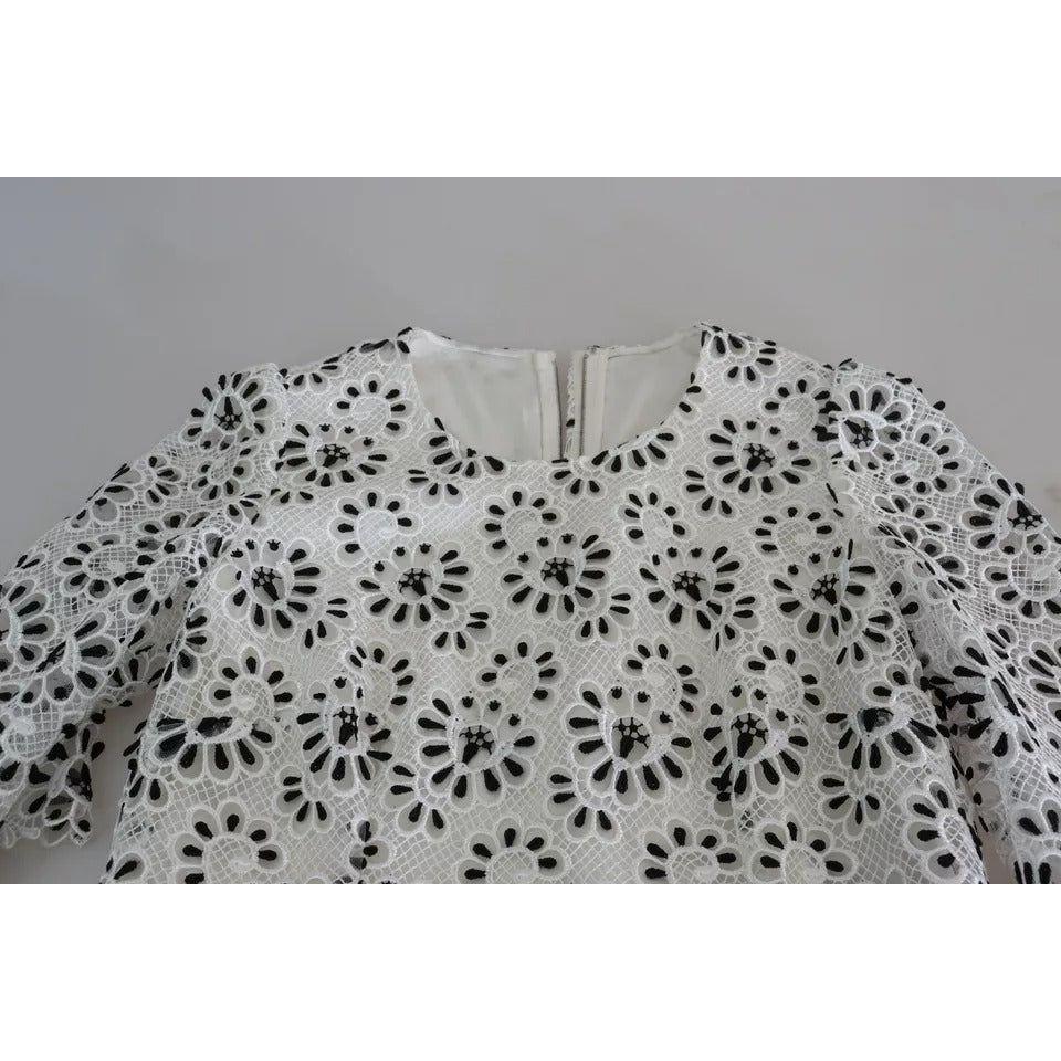 Dolce & Gabbana White Cutout Design Polyester A-line Midi Dress DR28009-42