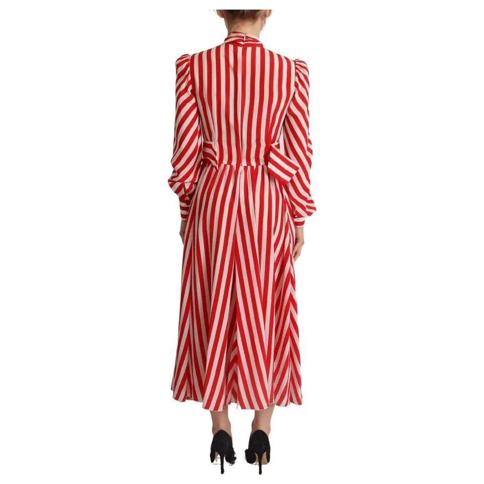 Dolce & Gabbana White Red Silk A-Line Shift Gown Maxi Dress DR28622-40