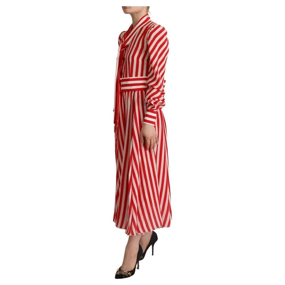 Dolce & Gabbana White Red Silk A-Line Shift Gown Maxi Dress DR28622-40