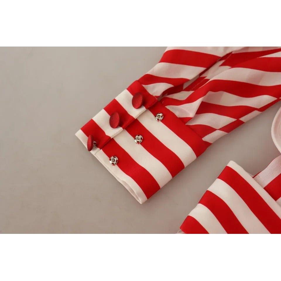 Dolce & Gabbana White Red Silk A-Line Shift Gown Maxi Dress DR28622-40