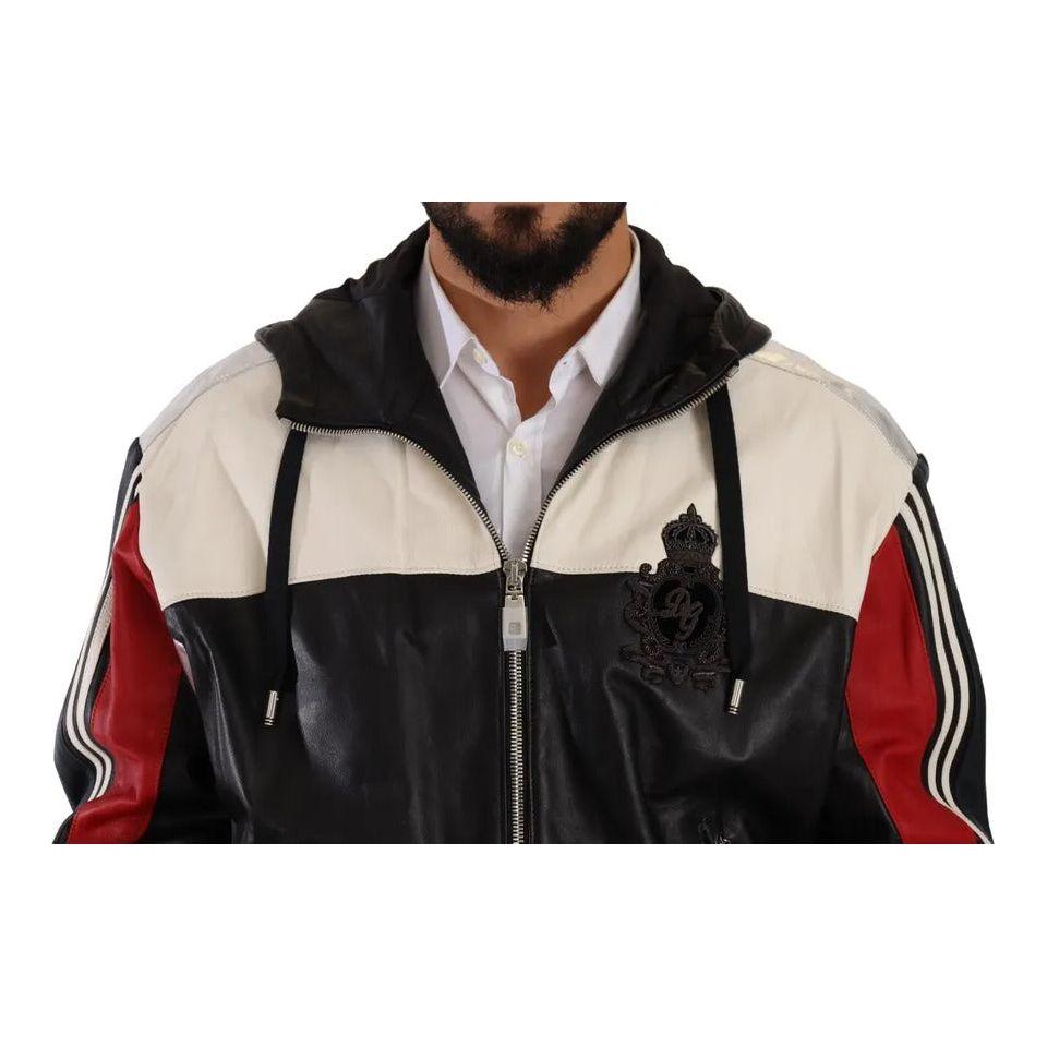 Dolce & Gabbana Black Leather Hooded Blouson Jacket JKT3032-50