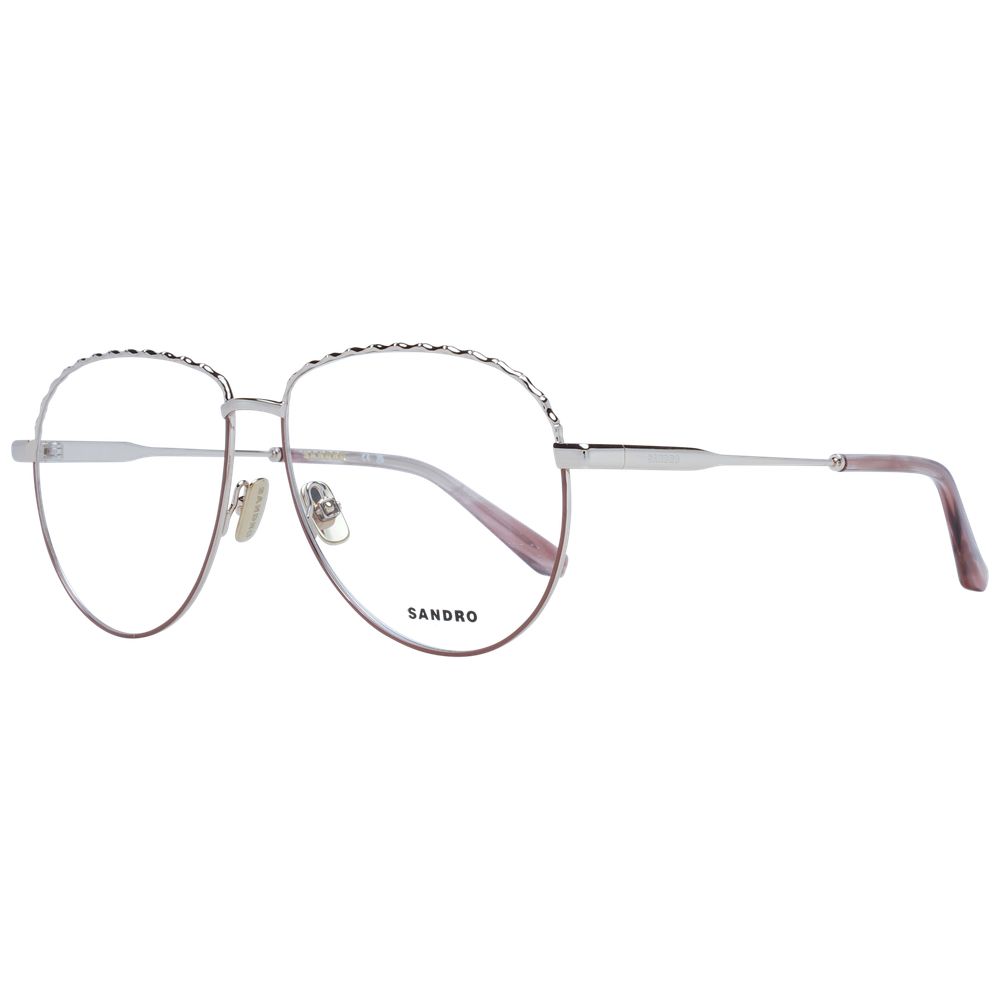 Sandro Brown Women Glasses Frame - Full-Rim Round Metal Eyewear with Demo Lenses, Size 54-13-140, Includes Branded Case