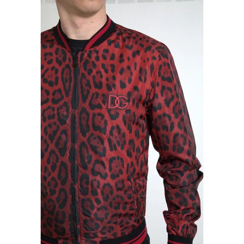 Dolce & Gabbana Red Leopard Bomber Short Coat Jacket JKT3639-46