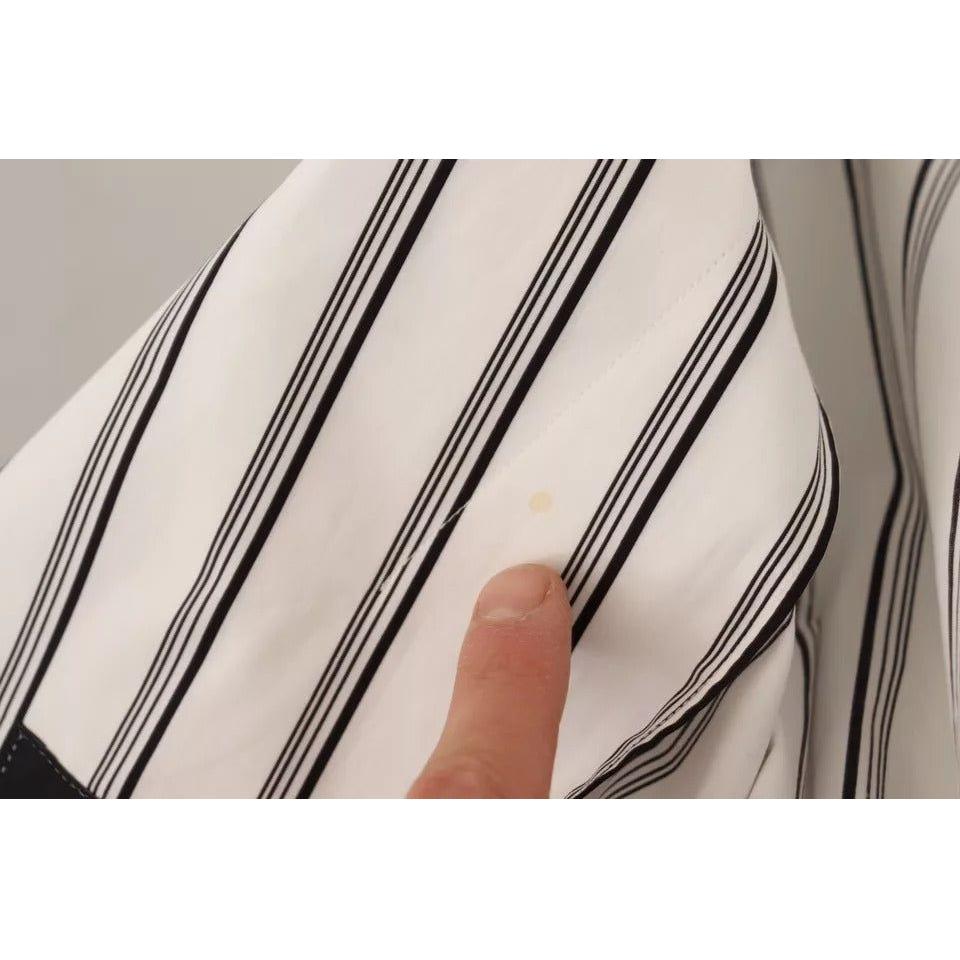Dolce & Gabbana White Striped Cotton Robe Coat Wrap Jacket JKT3076-48