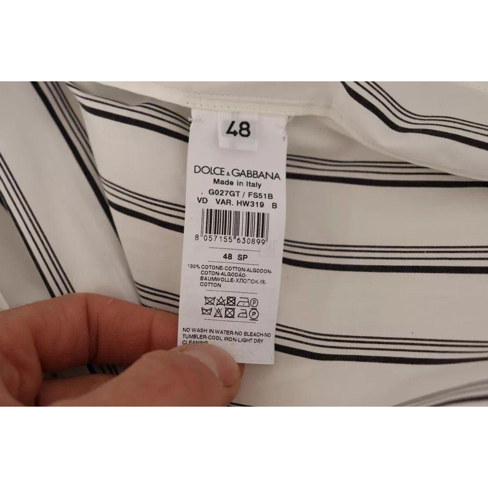Dolce & Gabbana White Striped Cotton Robe Coat Wrap Jacket JKT3076-48
