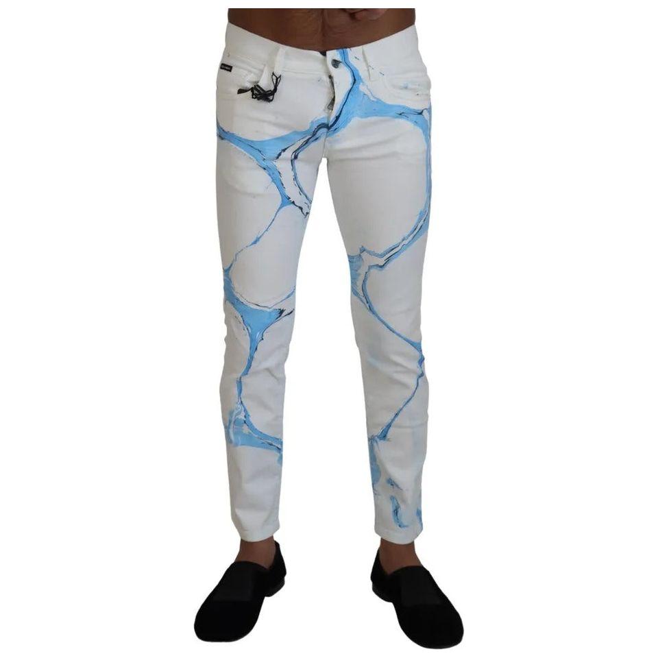 Dolce & Gabbana White Blue Cotton Skinny Denim Jeans PAN73205-44