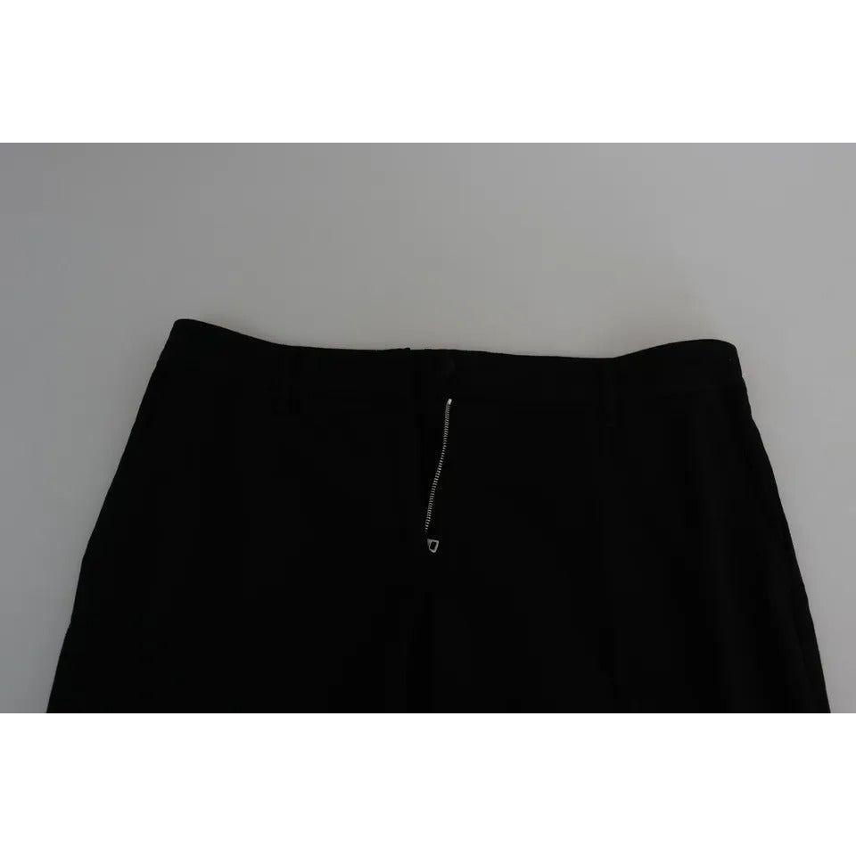 Dolce & Gabbana Black Wool Stretch Cropped Capri Trouser Pants PAN71665-44