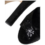 Dolce & Gabbana Black Sequin Ankle Strap Heels Sandals Shoes LA10916-38