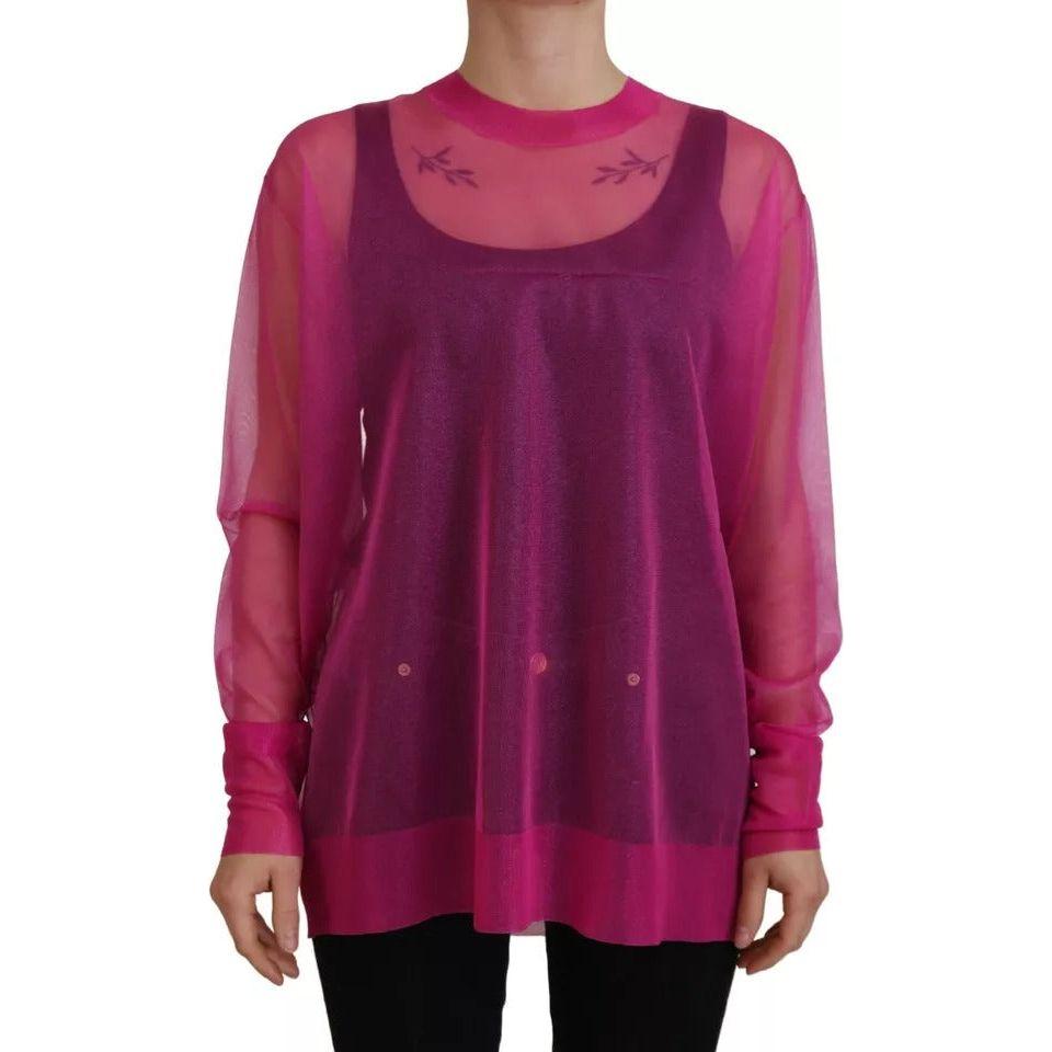 Dolce & Gabbana Fuchsia Polyester Crewneck Pullover Sweater TSH83740-40