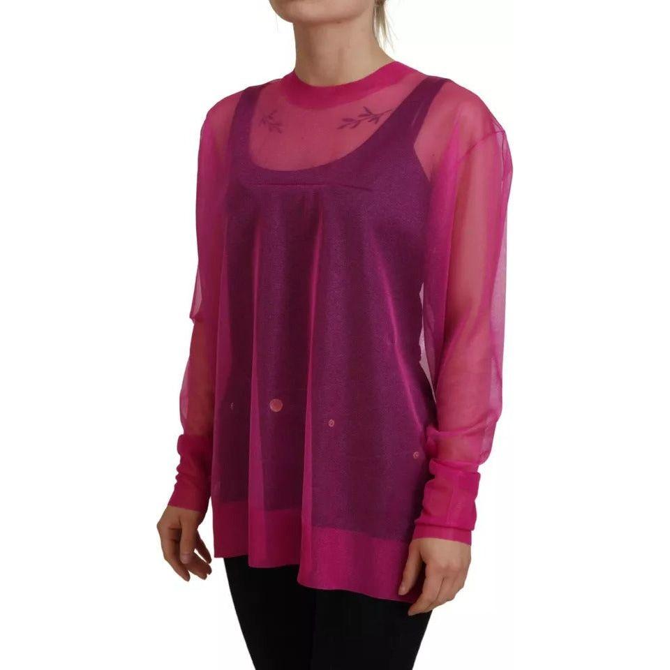 Dolce & Gabbana Fuchsia Polyester Crewneck Pullover Sweater TSH83740-40
