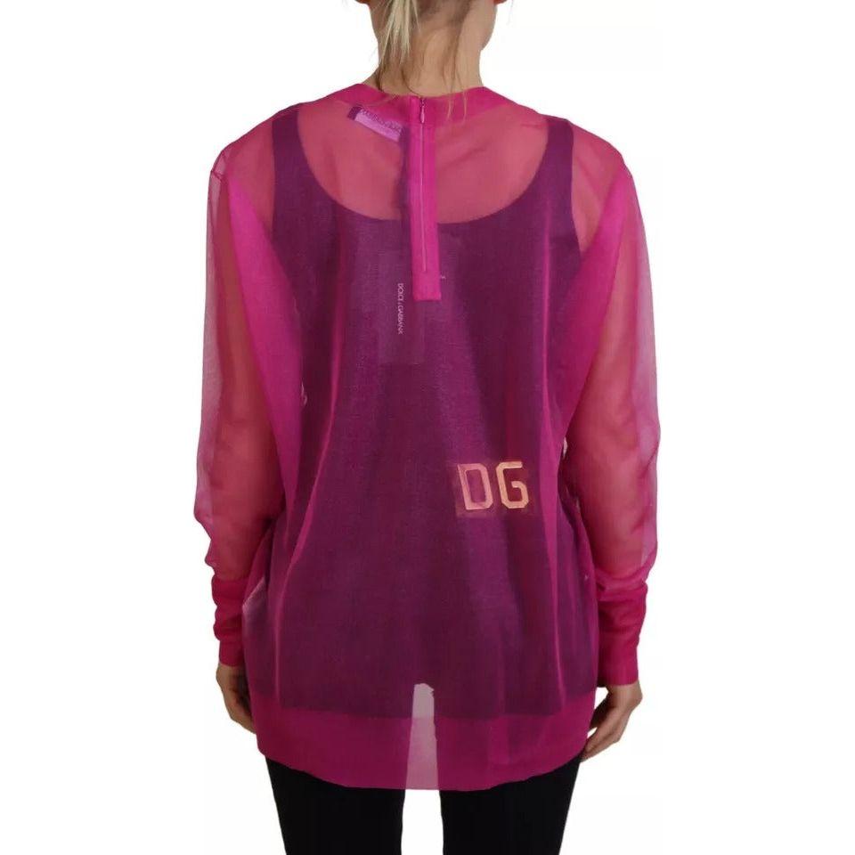 Dolce & Gabbana Fuchsia Polyester Crewneck Pullover Sweater TSH83740-40