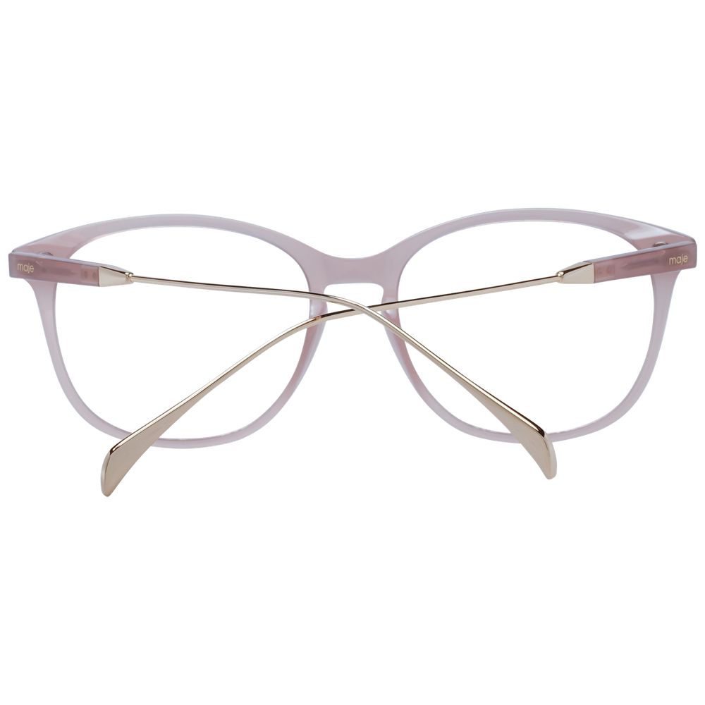 Maje Pink Women Glasses Frame, round full-rim acetate frame in rose color with demo lenses, includes branded case.