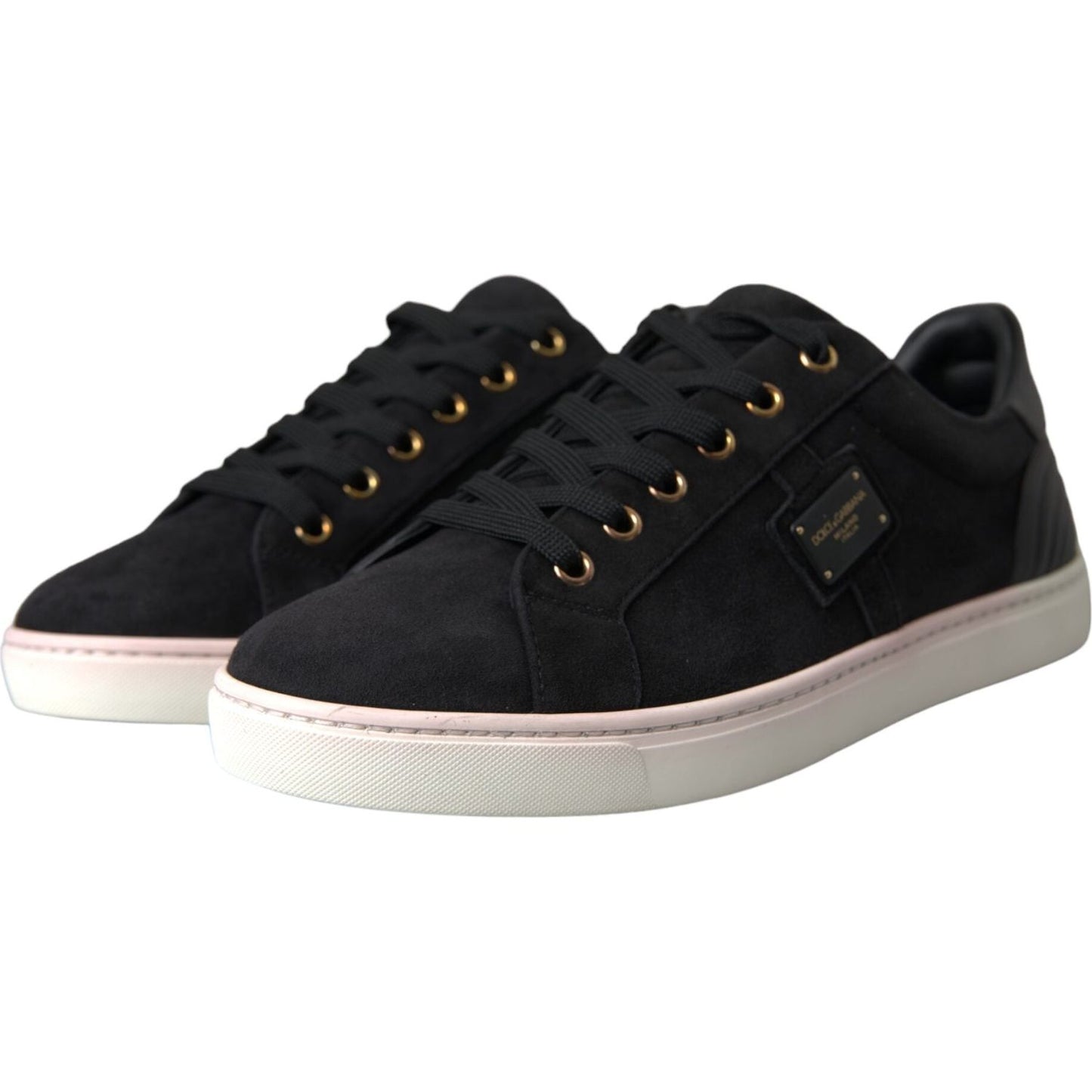 Dolce & Gabbana Black Suede Leather Men Low Top Sneakers Men Shoes MV5687-39.5