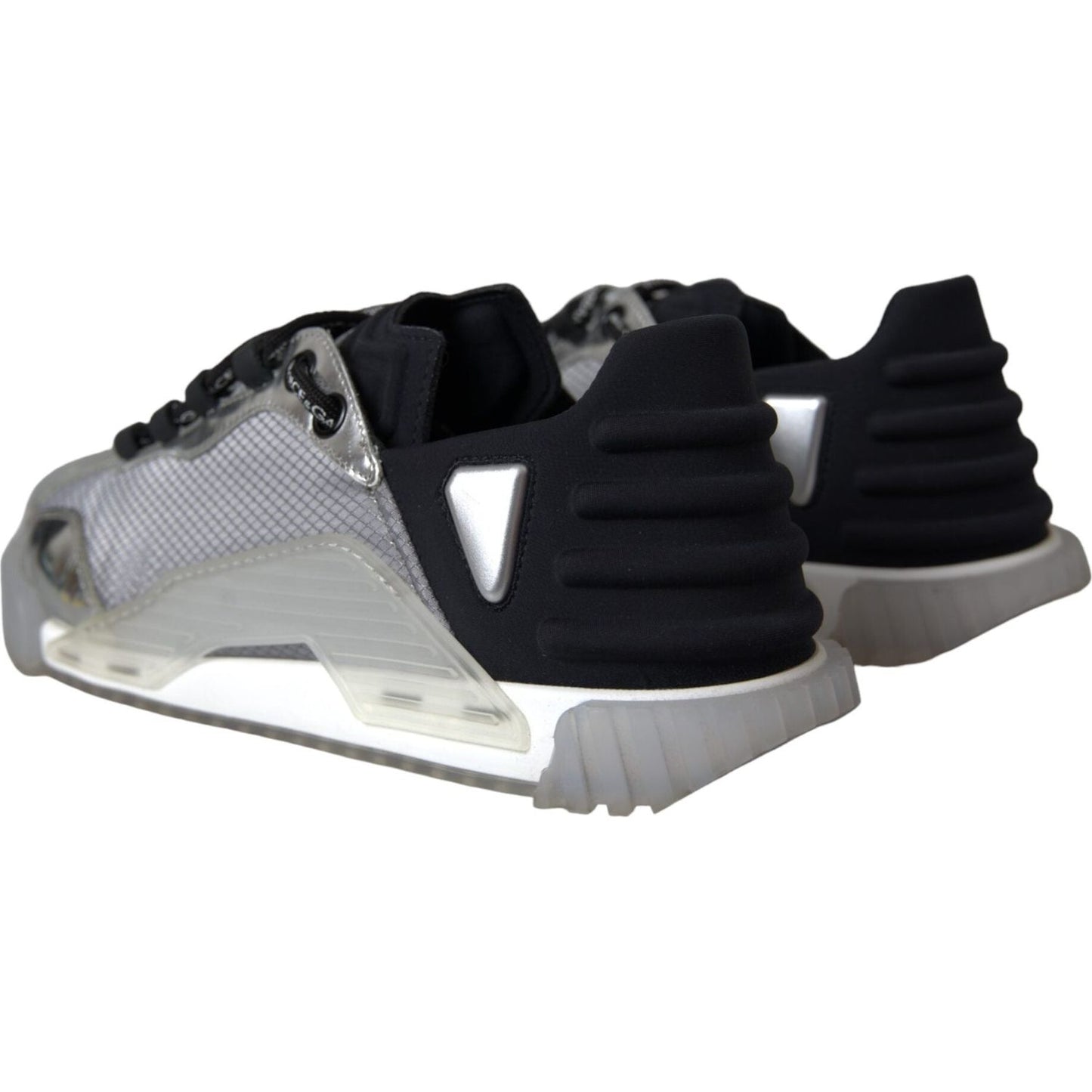 Dolce & Gabbana Silver Black Nylon NS1 Low Top Sneakers Men Shoes MV5711-42