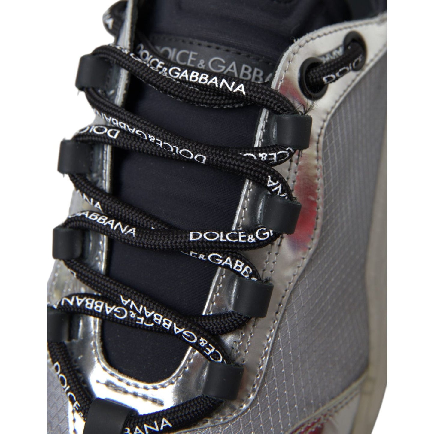 Dolce & Gabbana Silver Black Nylon NS1 Low Top Sneakers Men Shoes MV5711-42