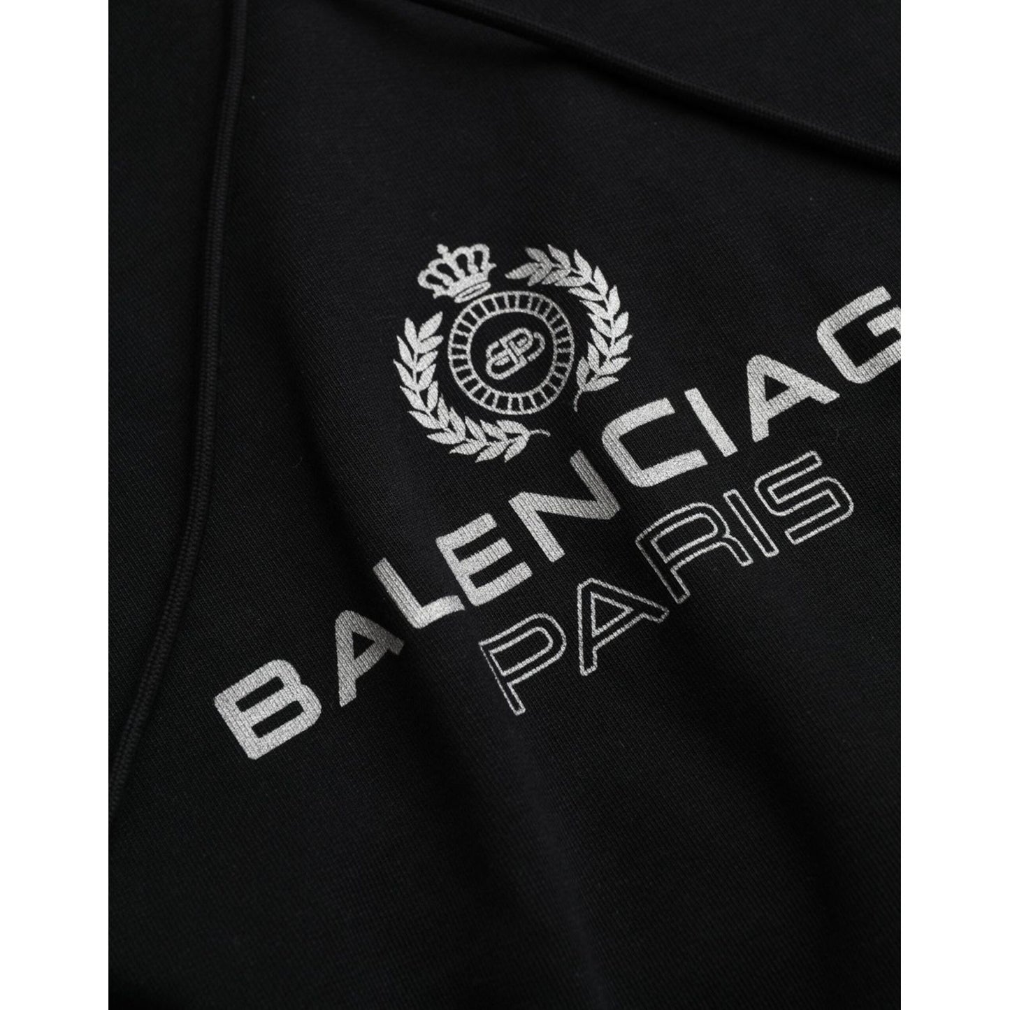Balenciaga Black Cotton Logo Hooded Pullover Sweatshirt Sweater