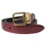 Dolce & Gabbana Maroon Leather Gold Metal Buckle Men Belt BEL9104-90